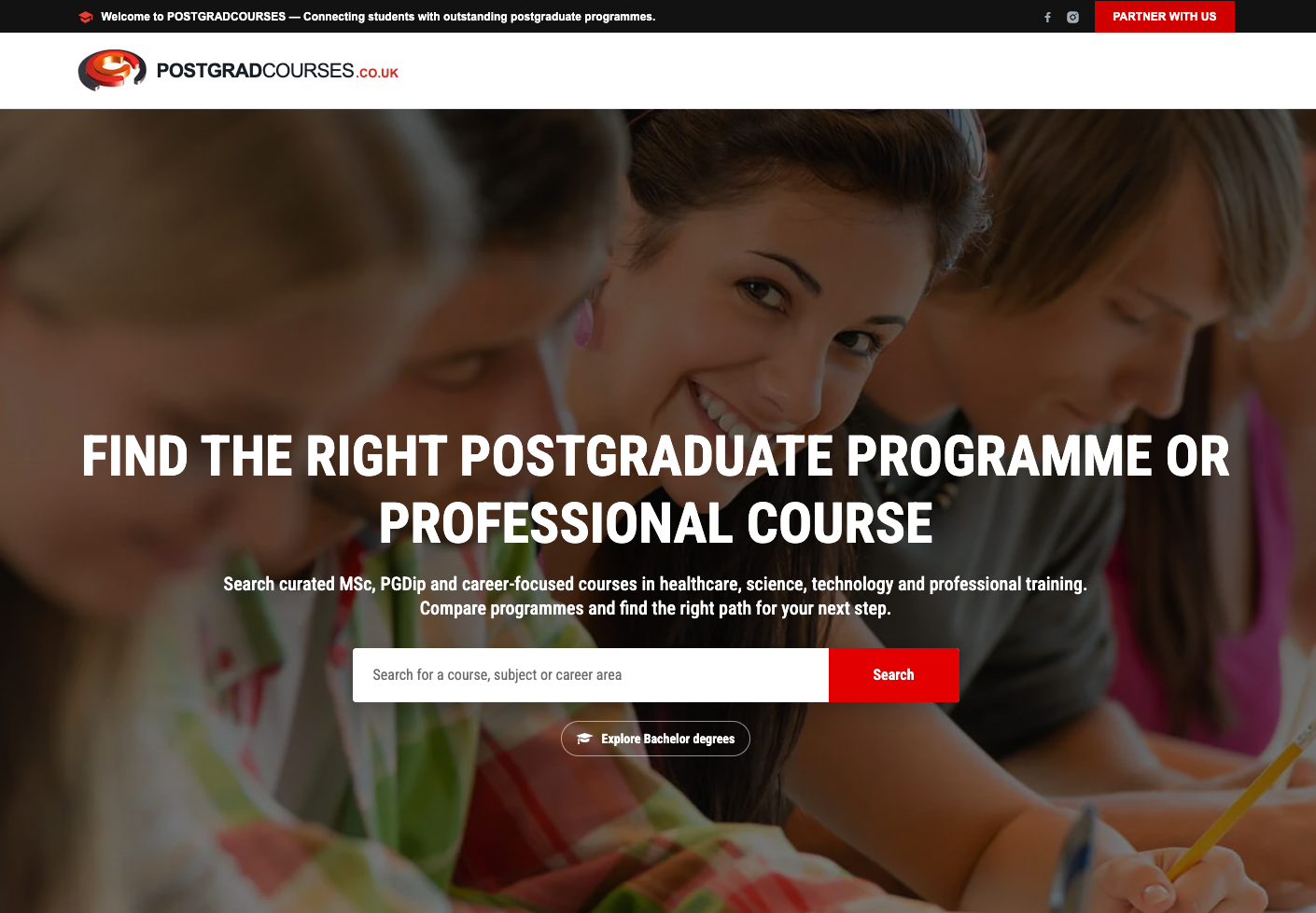 Captura de postgradcourses.co.uk